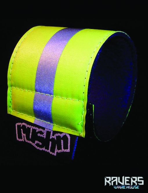 wrist band reflective yellow silver