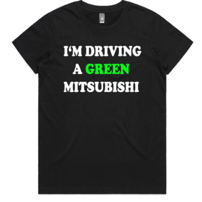 green-mitsubishi-womens-Tshirt-Black