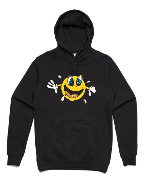 smile printed on a unisex hoodie