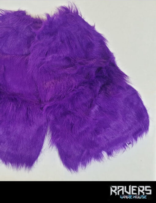 Purple long hair fluffy leg warmers