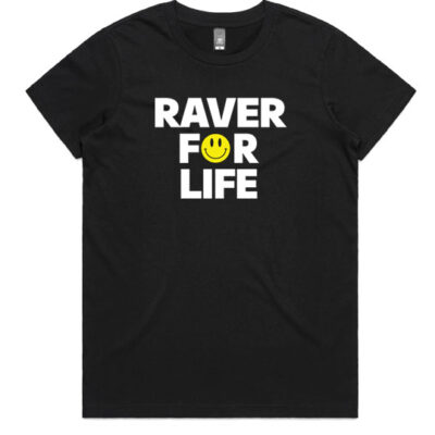 raver for life print black girls tshgirt