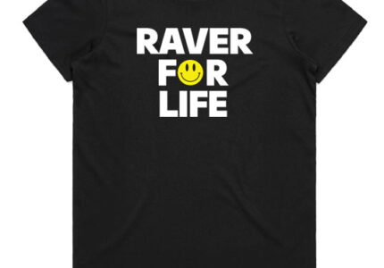 raver for life print black girls tshgirt