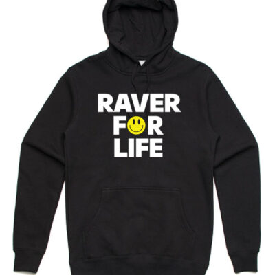 raver for life black unisex hoodie
