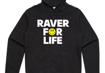 raver for life black unisex hoodie