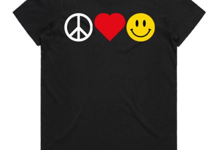 peice-love-smile-womens-Tshirt-Black