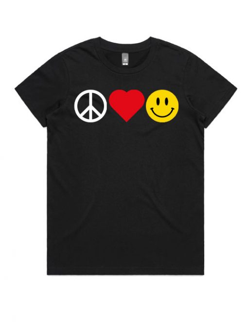 peice-love-smile-womens-Tshirt-Black