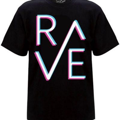 RAVE Glitch Effect Tee - Rushn T-Shirt - Black